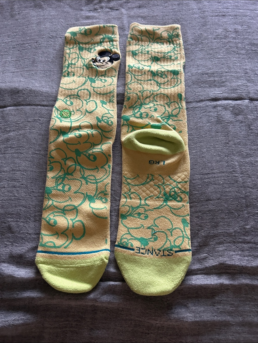 Stance Yellow & Green Mickey Mouse Pattern Crew Socks - Picture 3 of 3